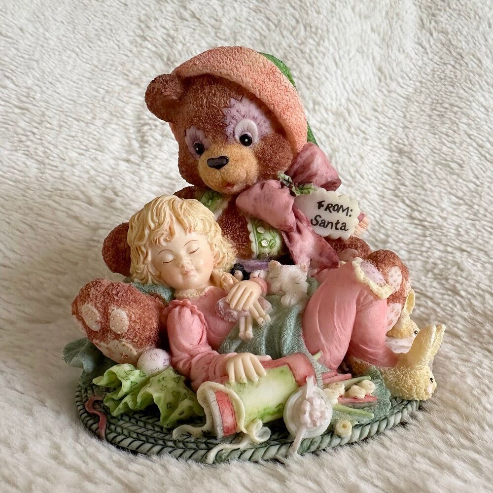 Enseco 1992 Laura's Attic Christmas Morning Is Hard Work Ceramic Figurine 368970